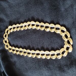 Faux Gold Metal Necklace, Bracelet, & Clip on Earrings